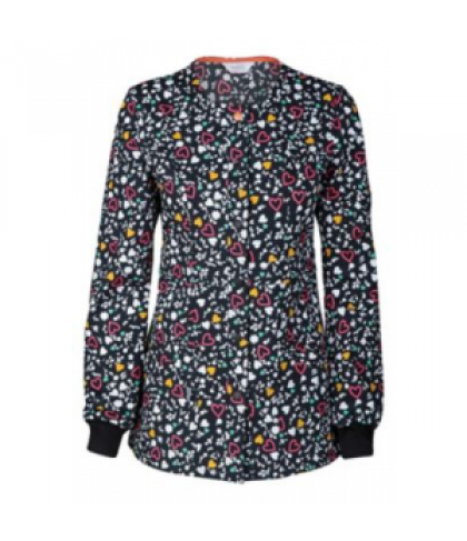 Code Happy Not Heart to Inspire print scrub jacket with Certainty - Not Heart to Inspire - L