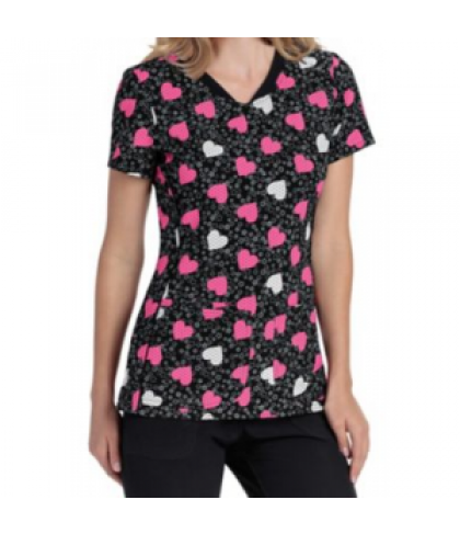 HeartSoul Young Love Pink print scrub top - Young Love Pink - L