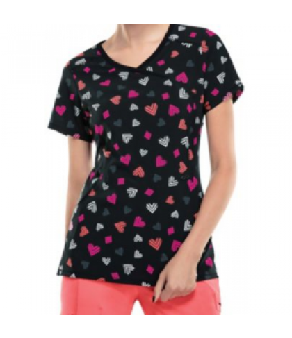 Infinity by Cherokee Heartbreaker print scrub top with Certainty - Heartbreaker - 2X