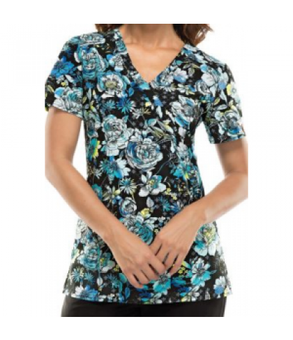 Dickies Xtreme Stretch Wash Away Your Blooms print scrub top - Wash Away Your Blooms - L