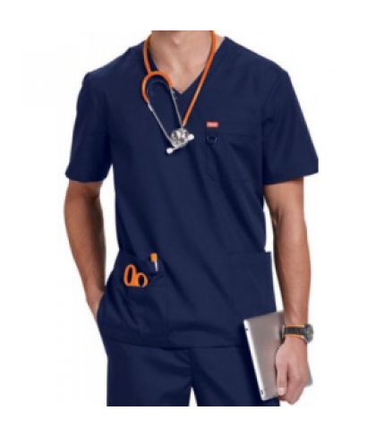 Orange Standard unisex scrub top - Navy - S