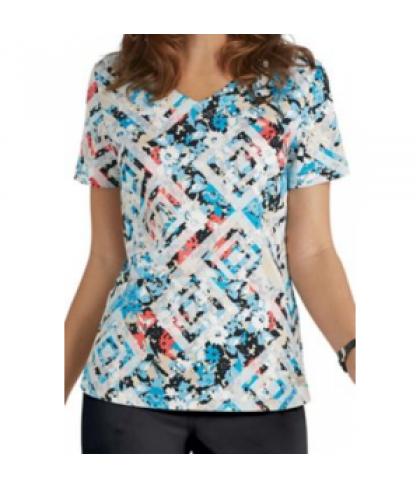 Landau Smart Stretch Labyrinth v-neck print scrub top - Labyrinth - XS