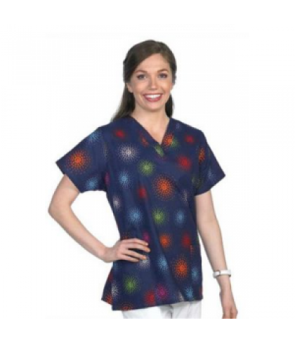 Scrub Wear Flower Spray v-neck print scrub top - Flower Spray - S