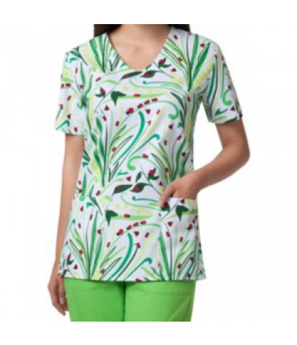 Zoe + Chloe Dottie v-neck print scrub top - Dottie - XS