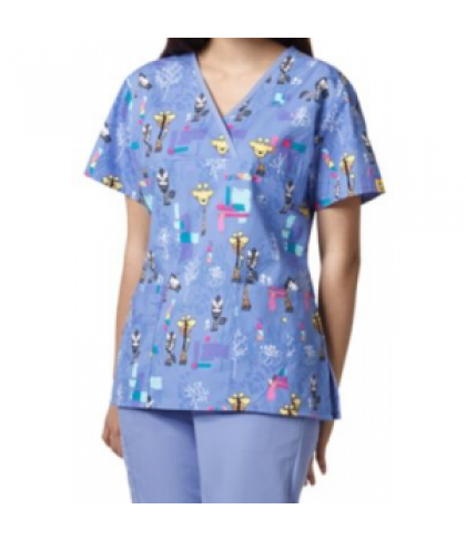 WonderWink Origins Tall Tales crossover print scrub top - Tall Tales - S