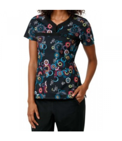 WonderFlex Festival Season y-neck print scrub top - Festival Season - XS