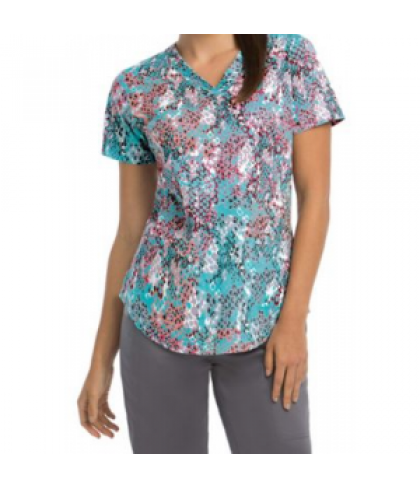 NrG by Barco Jewels v-neck print scrub top - Jewels - L