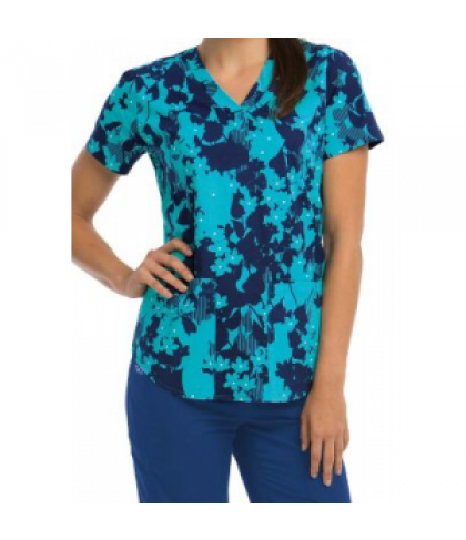 NrG by Barco Rainforest v-neck print scrub top - Rainforest Floral - XL