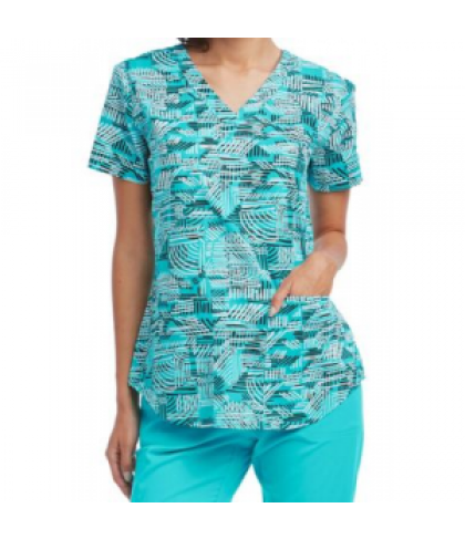 NrG by Barco Sun Dial v-neck print scrub top - Sun Dial - M