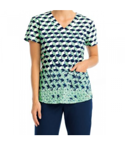 Greys Anatomy Illusion v-neck print scrub top - Illusion - L