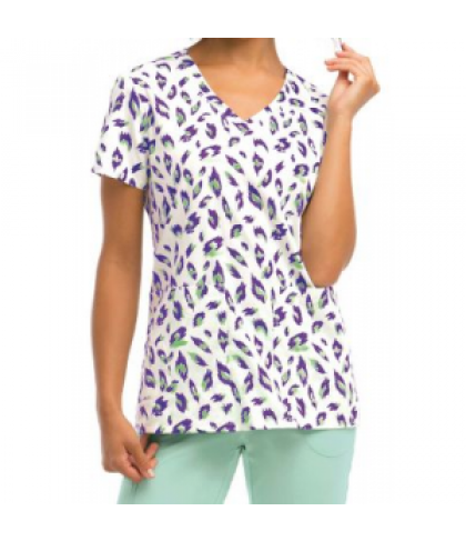 KD110 Aloha Cat v-neck print scrub top - Aloha Cat - M