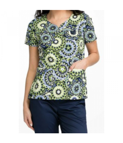 MC2 by Med Couture  Lexi Toss and Turn notch neck print scrub top - Toss and Turn - XS