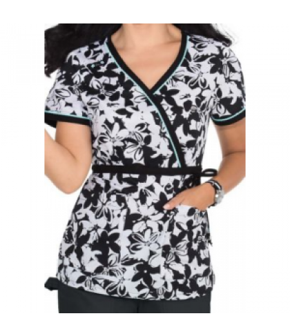 Koi Kathryn Evening Floral mock wrap print scrub top - Evening Floral - 2X