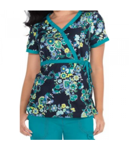 Koi Kathryn Scandinavian Paisley mock wrap print scrub top - Scandinavian Paisley - XL