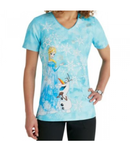 Cherokee Tooniforms Ice Queen print scrub top - Ice Queen - M