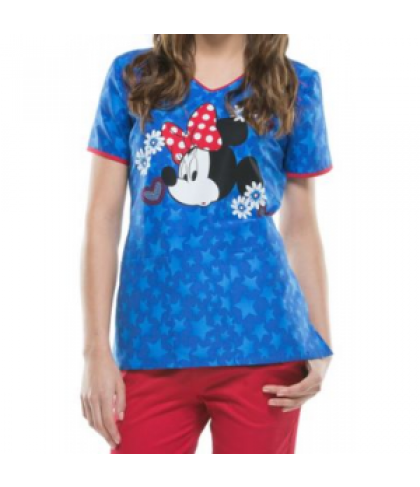 Cherokee Tooniforms Minnie Americana print scrub top - Minnie Americana - L