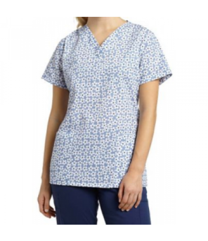 3-2-1 Scrubs Bloom All Over v-neck print scrub top - Bloom All Over - L