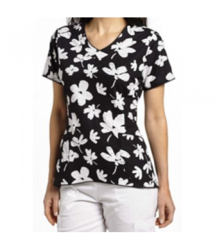 White Cross Bella Fiore v-neck print scrub top - Bella Fiore - M