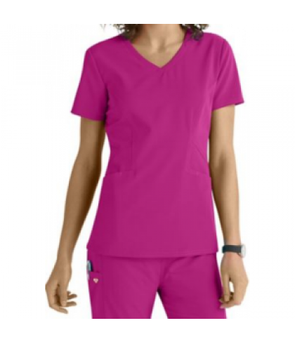 Careisma by Sofia Vergara Fearless v-neck scrub top - Hot Magenta - XS