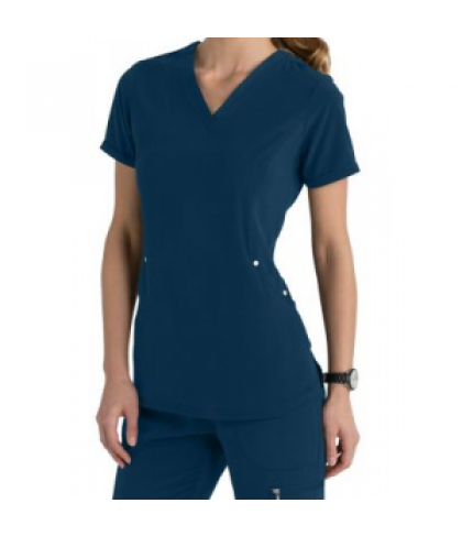 Beyond Scrubs Active Charli v-neck 3-pocket scrub top - Navy - S