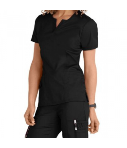 Beyond Scrubs Juna split v-neck scrub top - Black - S