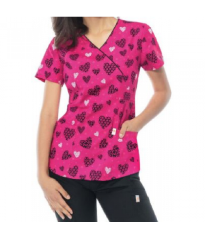 Code Happy Hello Sweetheart print scrub top with Certainty - Hello Sweetheart - XS