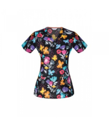 Code Happy Paint A Posy print scrub top with Certainty - Paint A Posy - XL