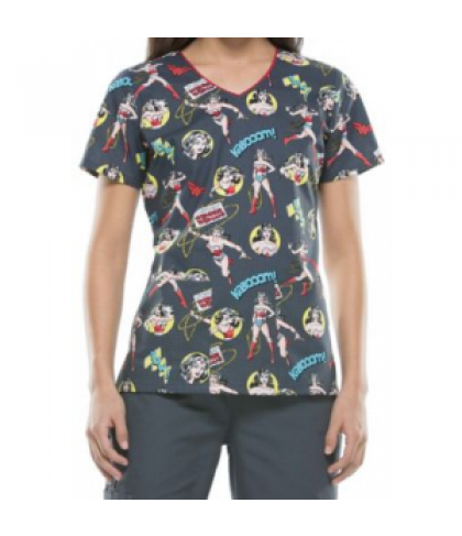 Cherokee Tooniforms Justice and Truth print scrub top - Justice And Truth - M