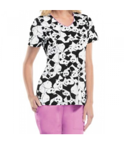 Cherokee Runway Panda-Rama print scrub top - Panda Rama - XS