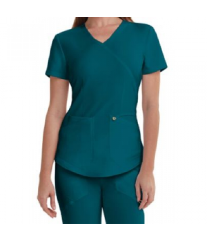 Careisma by Sofia Vergara Charming mock wrap scrub top with Certainty - Caribbean blue - XS