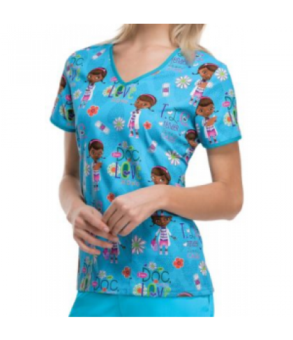 Cherokee Tooniforms McStuffins TLC print scrub top - McStuffins TLC - XXS