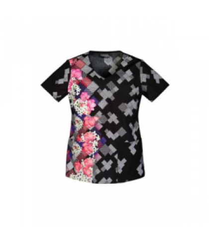 Cherokee Runway Geo Flora print scrub top - Geo Flora - M