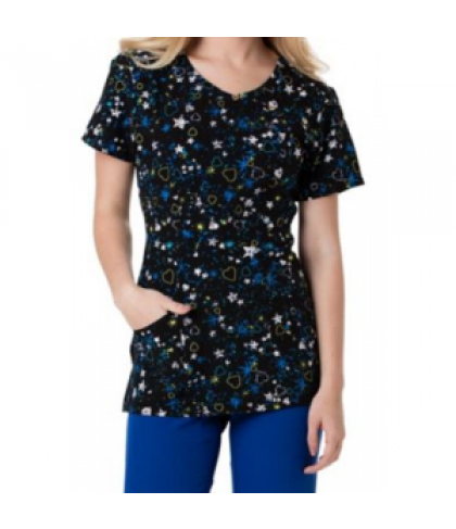 HeartSoul Love U 2 The Moon and Back print scrub top - Novelty Prints - L