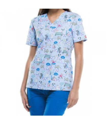 Dickies EDS Dog Park Days print scrub top - Dog Park Days - M